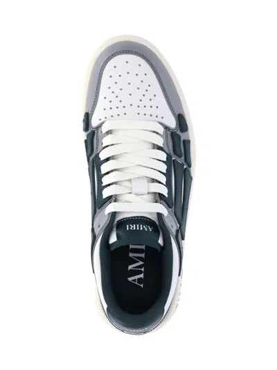 Amiri Varsity Skel Top Low Sneakers In Grey Leather In Multicolour