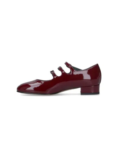 Carel Paris Glossy Triple Strap Block Heel Pumps In Red