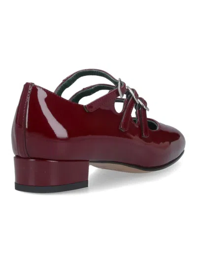 Carel Paris Glossy Triple Strap Block Heel Pumps In Red
