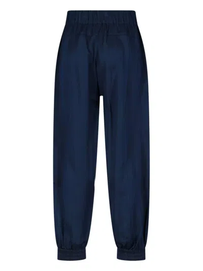 Sa Su Phi High-waisted Silk Blend Athletic Pants With Drawstring Closure In Blue