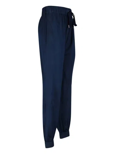 Sa Su Phi High-waisted Silk Blend Athletic Pants With Drawstring Closure In Blue