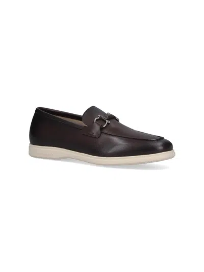 Ferragamo Gancini Decorative Loafers In Brown