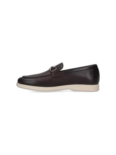 Ferragamo Gancini Decorative Loafers In Brown