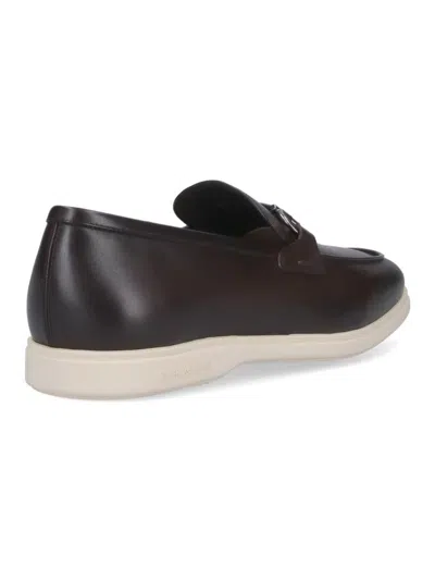 Ferragamo Gancini Decorative Loafers In Brown