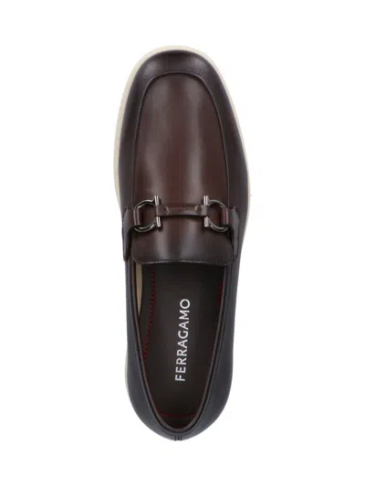 Ferragamo Gancini Decorative Loafers In Brown