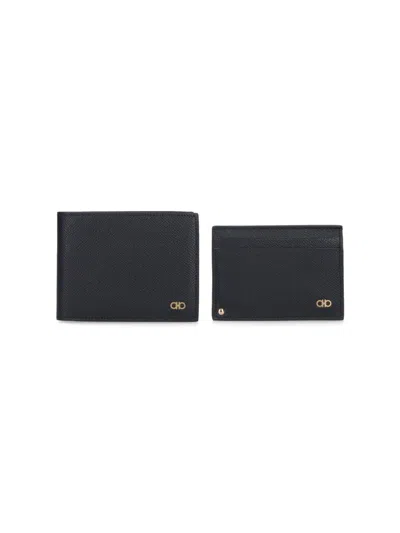 Ferragamo Gancio Wallets, Card Holders Black In Black