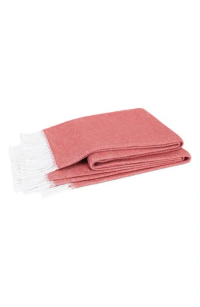 Matouk Pezzo Fringe Throw Blanket In Deep Coral