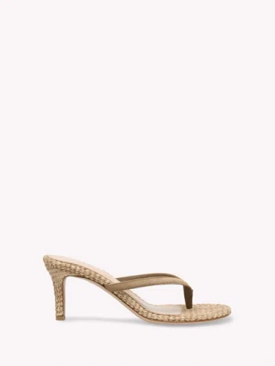 Gianvito Rossi Calypso Suede Raffia Thong Sandals Stiletto In Neutral