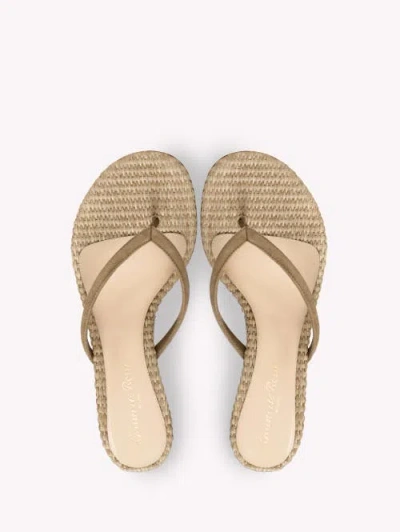 Gianvito Rossi Calypso Suede Raffia Thong Sandals Stiletto In Neutral