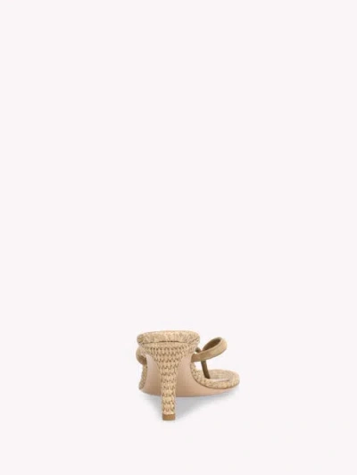 Gianvito Rossi Calypso Suede Raffia Thong Sandals Stiletto In Neutral