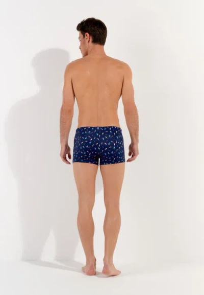 Hom Summer Swim Shorts In Navy Print