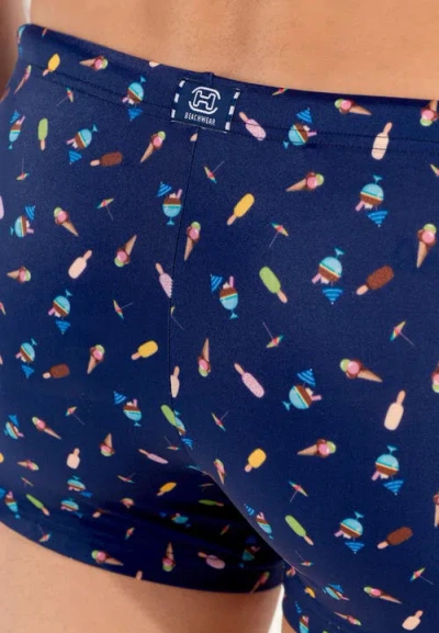 Hom Summer Swim Shorts In Navy Print
