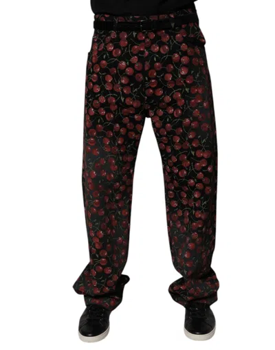 Dolce & Gabbana Black Cherry Cotton Straight Men Denim Jeans In Black