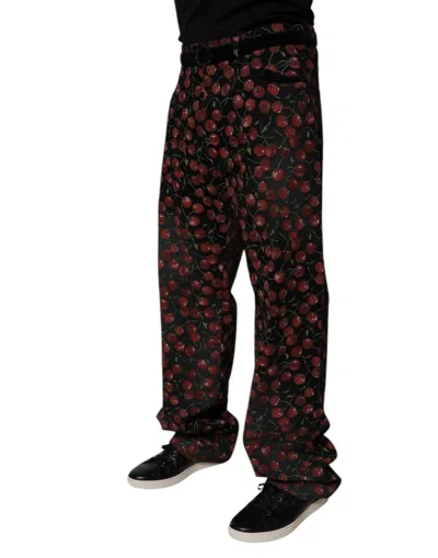 Dolce & Gabbana Black Cherry Cotton Straight Men Denim Jeans In Black