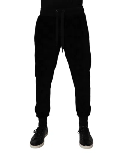 Dolce & Gabbana Black Cotton Stretch Jogger Sweatmen's Men's Pants In Black