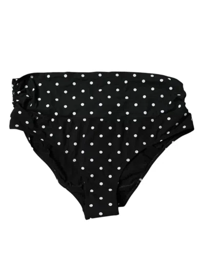 Dolce & Gabbana Black Polka Dot Swimsuit Bikini Bottom Women's Swimwear In Black And White