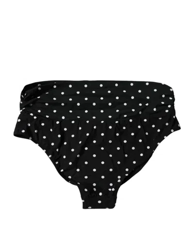 Dolce & Gabbana Black Polka Dot Swimsuit Bikini Bottom Women's Swimwear In Black And White