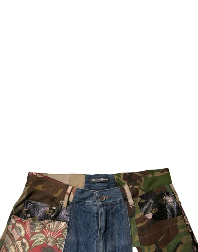 Dolce & Gabbana Blue Patchwork Cotton Straight Denim Jeans In Blue
