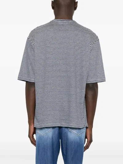 Dsquared2 Summer Lovers Linen T-shirt Striped Pattern In 蓝色