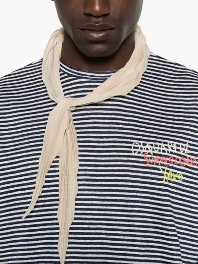 Dsquared2 Summer Lovers Linen T-shirt Striped Pattern In 蓝色