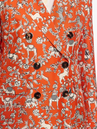 Alberto Biani Orange Patterned Double-breasted Jacket In 橘色