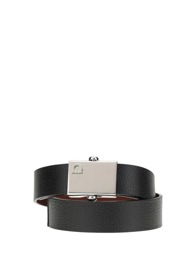 Ferragamo Two-tone Reversible Leather Belt In Blue