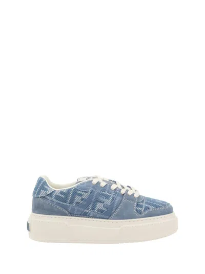 Fendi Low-top Sneakers With Contrast Stitching And Platform Sole In Blue
