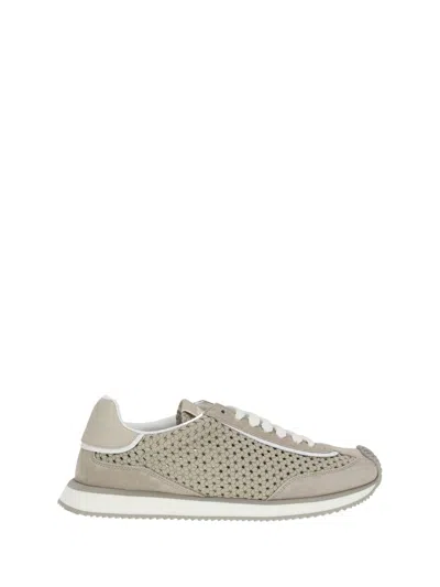 Dolce & Gabbana Leather And Fabric Low-top Sneakers In Grey