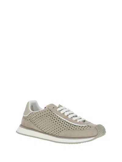 Dolce & Gabbana Leather And Fabric Low-top Sneakers In Grey
