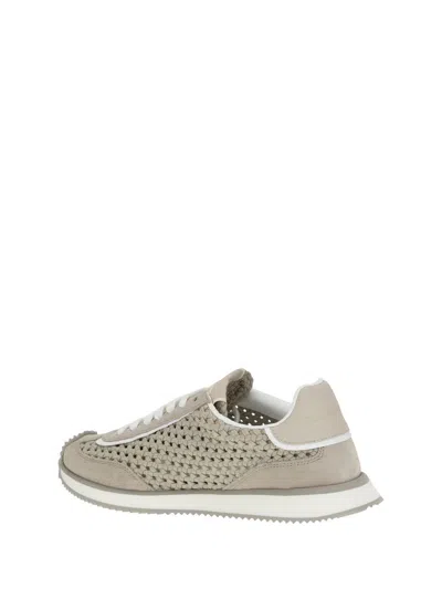 Dolce & Gabbana Leather And Fabric Low-top Sneakers In Grey