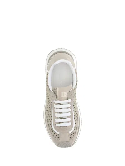 Dolce & Gabbana Leather And Fabric Low-top Sneakers In Grey