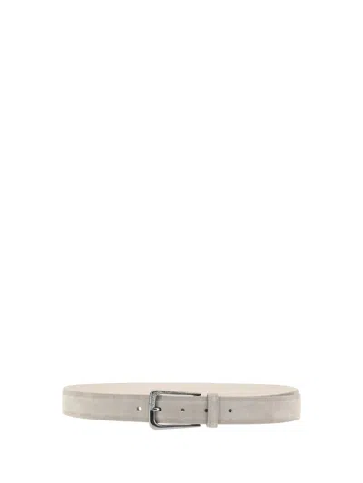 Brunello Cucinelli Suede Belt In Grey