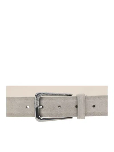 Brunello Cucinelli Suede Belt In Grey