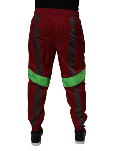 Dolce & Gabbana Maroon Nylon Men Jogger Sweatmen's Men's Pants In Maroon