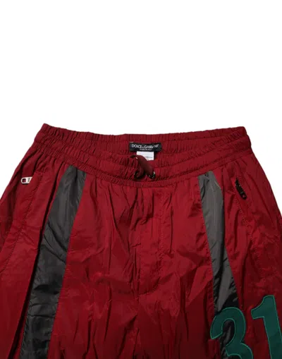 Dolce & Gabbana Maroon Nylon Men Jogger Sweatmen's Men's Pants In Maroon