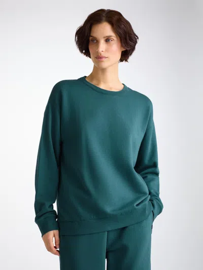 Derek Rose Women's Sweatshirt Quinn Cotton Modal Pine Green In Green
