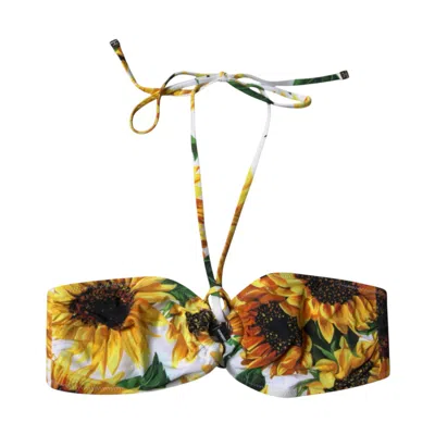 Dolce & Gabbana Multicolor Floral Halter Beachwear Bikini Top Women's Swimwear In Multicolor