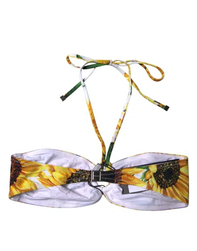 Dolce & Gabbana Multicolor Floral Halter Beachwear Bikini Top Women's Swimwear In Multicolor