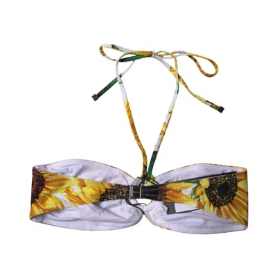 Dolce & Gabbana Multicolor Floral Halter Beachwear Bikini Top Women's Swimwear In Multicolor