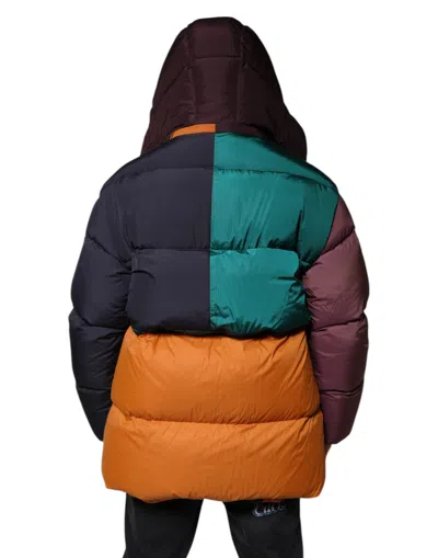 Pre-owned Dolce & Gabbana Multicolor Quilted Hooded Puffer Men's Jacket ()