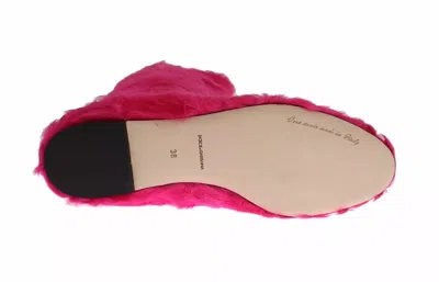 Dolce & Gabbana Pink Lamb Fur Leather Flat Boots Shoes In Pink