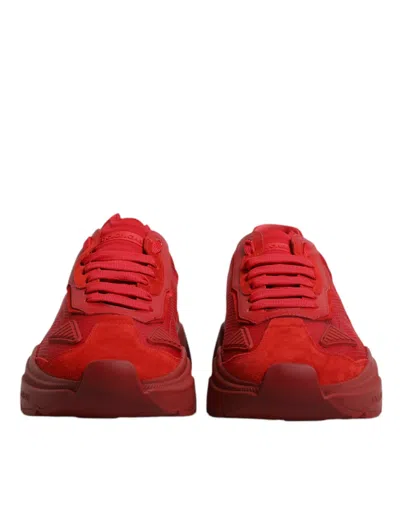 Pre-owned Dolce & Gabbana Red Leather Daymaster Low Top Sneakers Men's Shoes ()