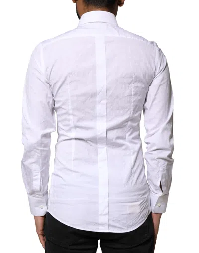 Dolce & Gabbana White Gold Cotton Long Sleeves Men Formal Shirt In White