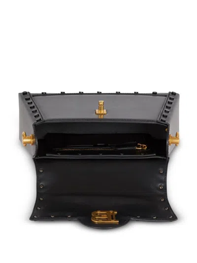 Balmain Small B-buzz Dynasty Leather Shoulder Bag In Black