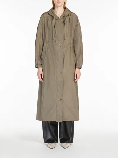 Max Mara The Cube Long Parka In Anti-drop Taffeta In Light Brown