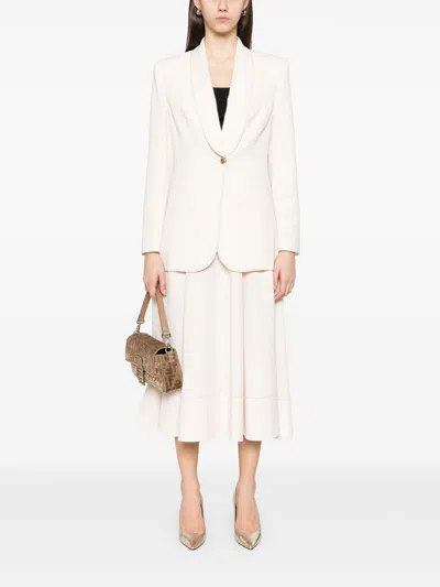 Elisabetta Franchi Cream-colored Blazer With A Golden Button In White