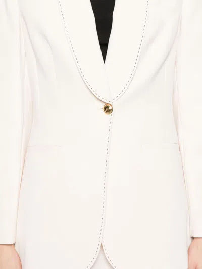 Elisabetta Franchi Cream-colored Blazer With A Golden Button In White