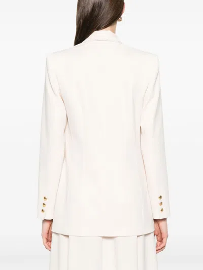 Elisabetta Franchi Cream-colored Blazer With A Golden Button In White
