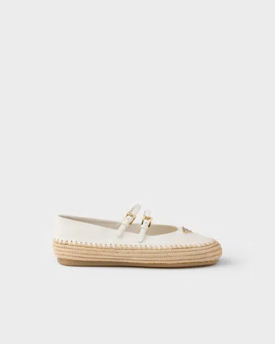 Prada Nappa Leather Ballerinas In Ivory