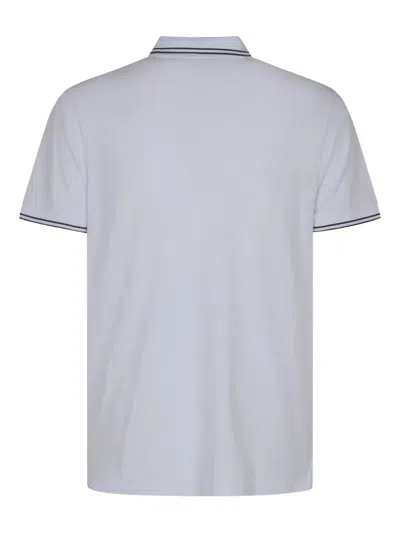 Stone Island Contrasting Trim Logo Patch Cotton Blend Polo Shirt In White